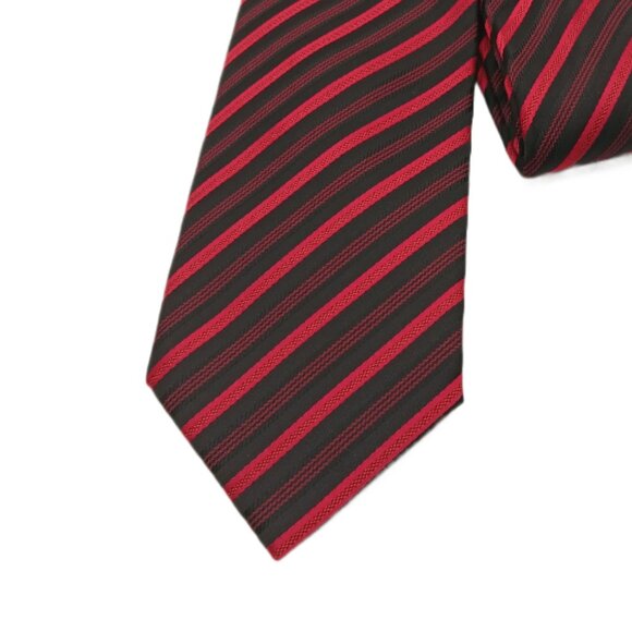 Christian Dior Monsieur Silk Repp Tie Men's 62” Black Red Stripe Vtg Classic New - Picture 1 of 4